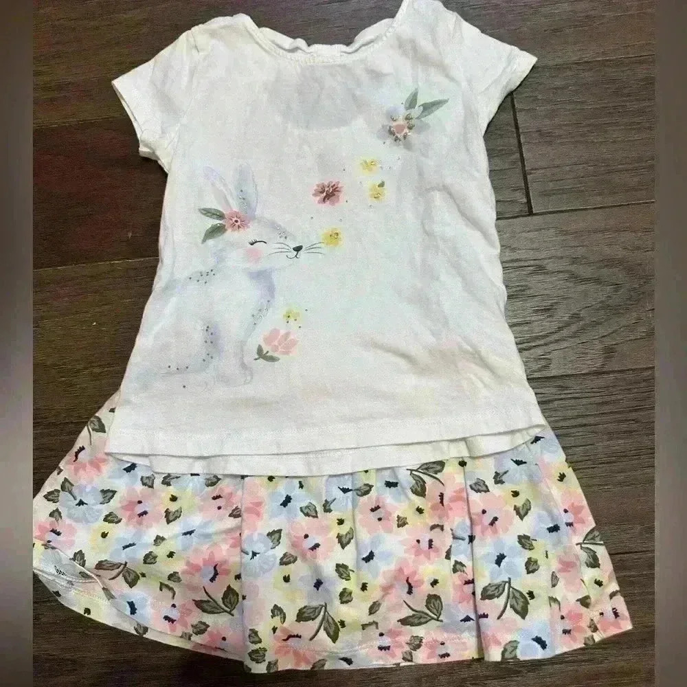 Carter’s White Bunny Top with Matching Skort - Size 4T